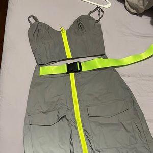 Reflective Crop Top & Mini Skirt Set